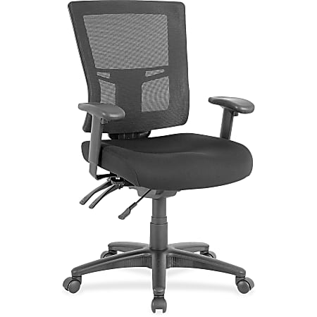 Lorell® Multifunction Mid-Back Chair, Mesh/Fabric, Black