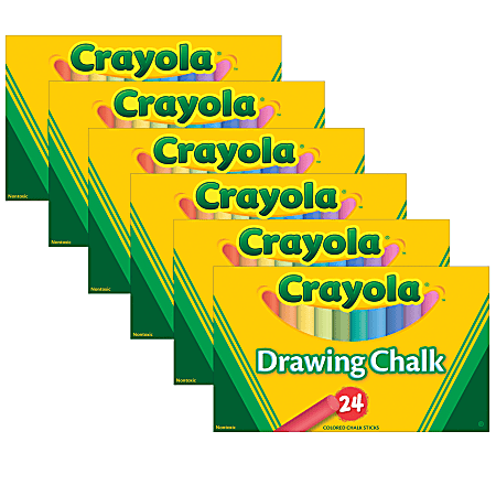Crayola® Colored Drawing Chalk, Assorted Colors, 24 Pieces Per Box, Pack Of 6 Boxes