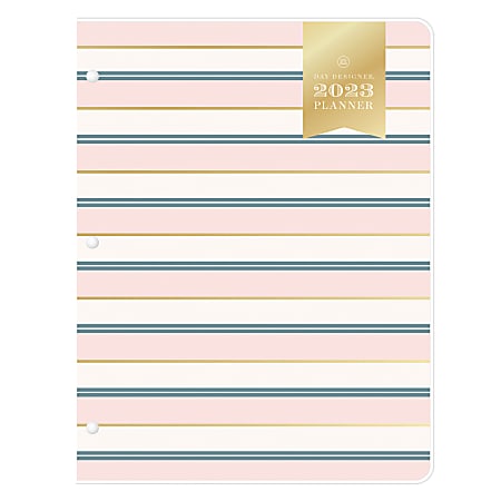 Day Designer Monthly Planning Calendar, 8-1/2” x 11”, Cape Stripe Clear, January To December 2023, 138797
