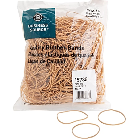 Business Source Quality Rubber Bands - Size: #18 - 3" Length x 0.1" Width - Sustainable - 1480 / Pack - Rubber - Crepe