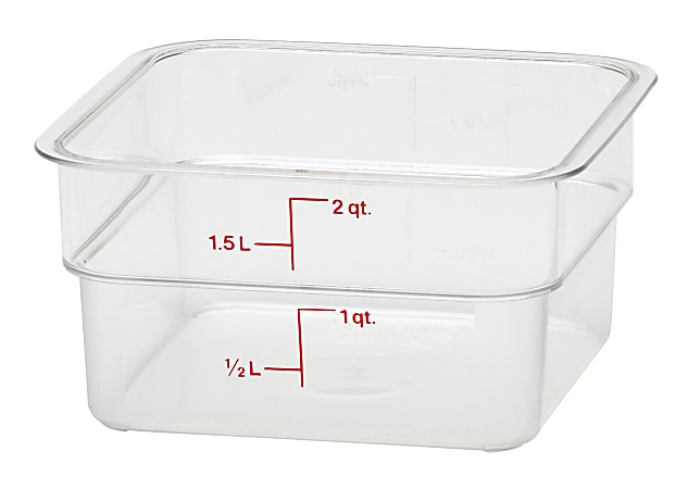 Cambro Camwear 2-Quart CamSquare Storage Containers, Clear, Set