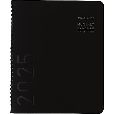 2025 AT-A-GLANCE® Contemporary Monthly Planner, 7" x 8-3/4", Black, January To December, 70120X05