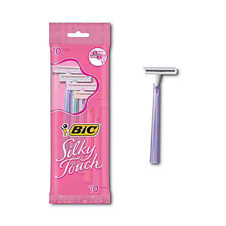 BIC® Silky Touch® Women's Disposable Razor, 2 Blades, Assorted Colors, 10/Pack