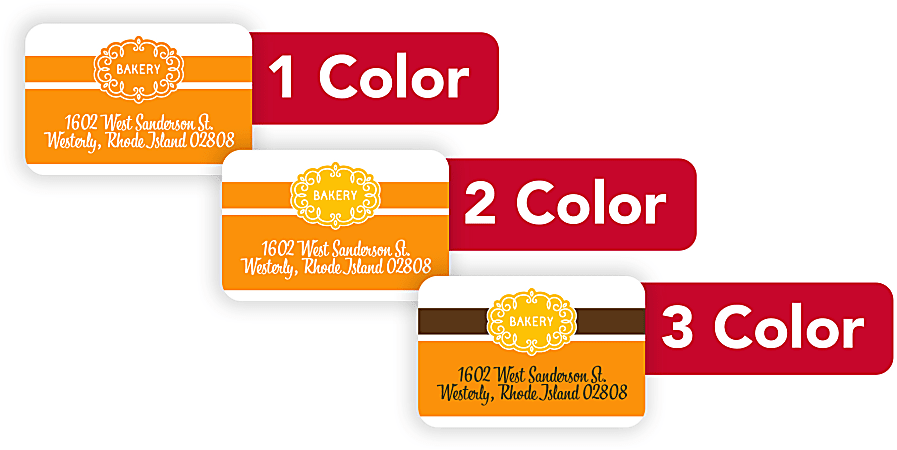 1, 2 Or 3 Color Custom Printed Labels And Stickers, Rectangle, 1" x 1-1/2", Box Of 250