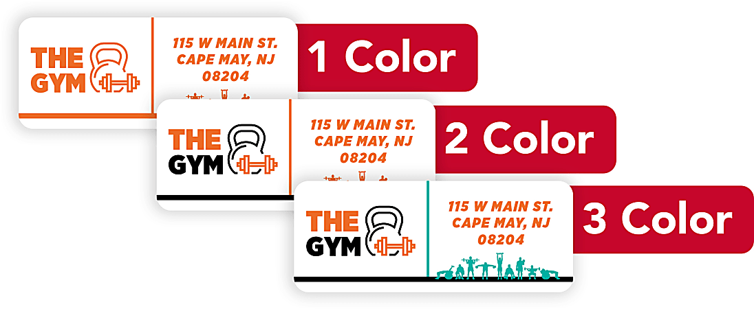 1, 2 Or 3 Color Custom Printed Labels And Stickers, Rectangle, 1" x 2-1/2", Box Of 250