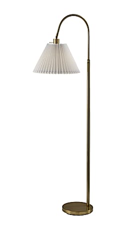 Adesso Thalia Floor Lamp, Antique Brass/White Fabric Shade