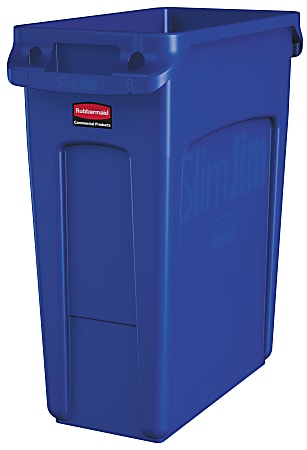 Rubbermaid® Slim Jim Rectangular Polyethylene Vented Waste Receptacle, 16 Gallons, Blue
