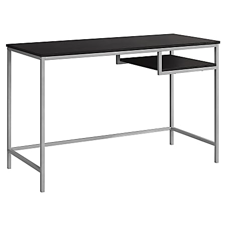 Monarch Specialties 48"W Computer Desk With Hanging Shelf, Cappuccino/Silver