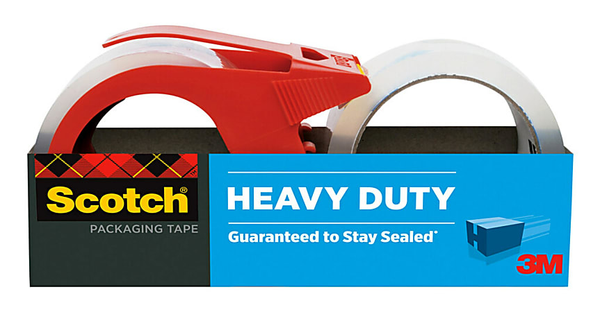 Scotch® Heavy-Duty Shipping Packing Tape With Dispenser, 1-7/8" x 38.2 Yd., Clear, Pack Of 2 Rolls