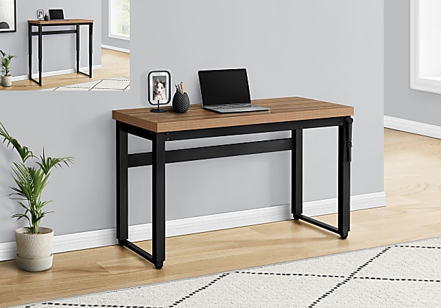 Monarch Specialties Watts 48"W Adjustable-Height Computer Desk, Light Reclaimed Wood/Black