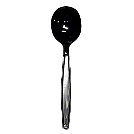 Nutribon Individually Wrapped Heavy-Duty Plastic Utensils, Spoons, Black, Case Of 1,000
