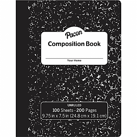 Pacon® Composition Books, Unruled, 100 Sheets, Black Marble, Pack Of 24