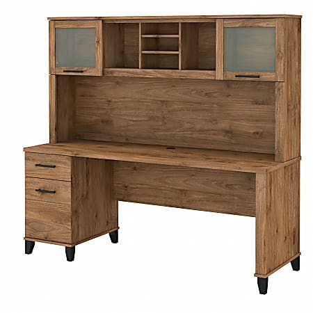 Bush® Furniture Somerset 72"W Office Desk With Hutch, Fresh Walnut, Standard Delivery