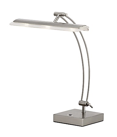Adesso® LED Banker's Desk Lamp, Adjustable Height, 13"–19", Silver