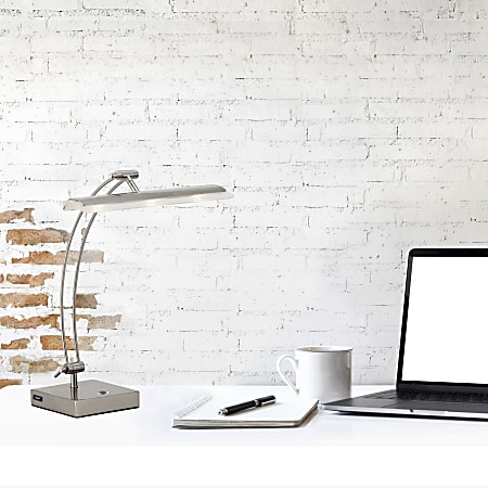 Adesso LED Bankers Desk Lamp Adjustable Height 13 19 Silver Office Depot