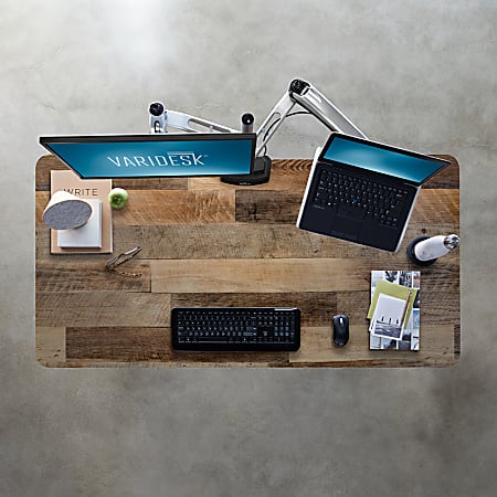 VARIDESK ProDesk 60 W Electric Height Adjustable Desk Reclaimed Wood Office Depot