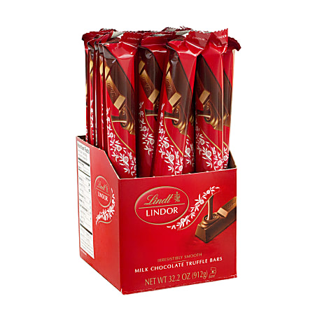 Lindor Chocolate Truffle Bars Milk Chocolate 1.3 Oz Pack Of 24 - Office ...