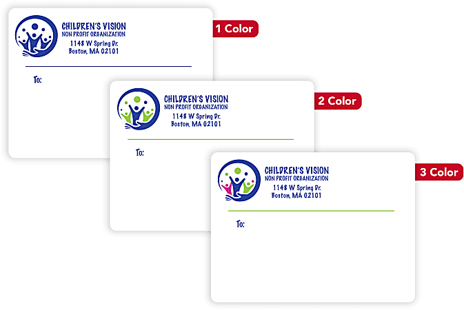 Custom 1, 2 Or 3 Color Printed Labels/Stickers, Rectangle, 2-15/16" x 4", Box Of 250