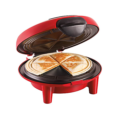 Hamilton Beach 900W Nonstick Quesadilla Maker, 5”H x 9-3/4”W x 10-5/8”D, Red