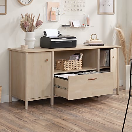 Sauder Whitaker Point 66 34 W x 20 12 D Lateral File Cabinet Credenza Natural Maple Office Depot