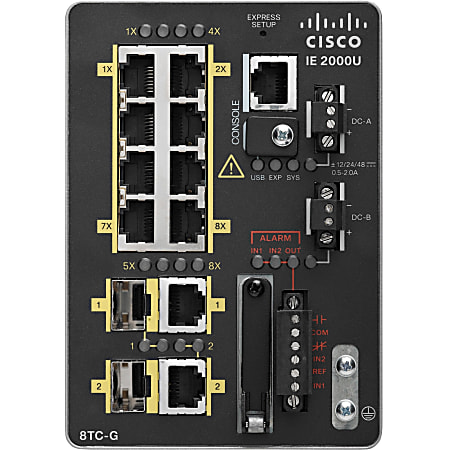 Cisco IE-2000-8TC-G-E Ethernet Switch - 10 Ports - Manageable - Fast Ethernet - 10/100Base-TX - 2 Layer Supported - 2 SFP Slots - Twisted Pair - Rail-mountable, Desktop - 1 Year Limited Warranty