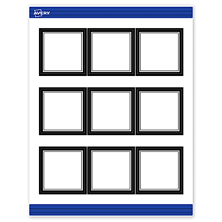 Avery® Print-To-The-Edge Cards With Sure Feed®, S00-DM7-PRMWC10, 2-1/2" x 2-1/2", Matte White, Preprinted Double Black Border Design, Pack Of 90