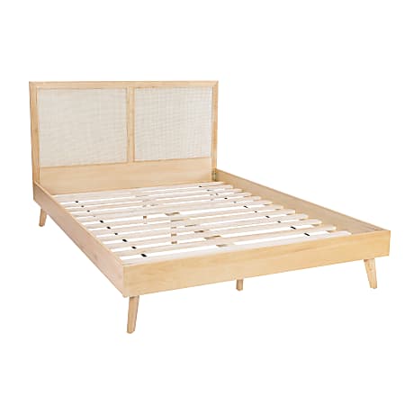 Powell Carling Cane Queen Bed, 44"H x 62-4/5"W x 84-1/2"D, Natural