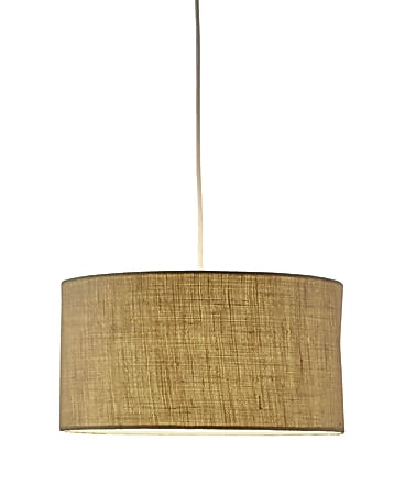 Adesso® Harvest Pendant Ceiling Lamp, 15"W, Wheat Burlap Drum Shade