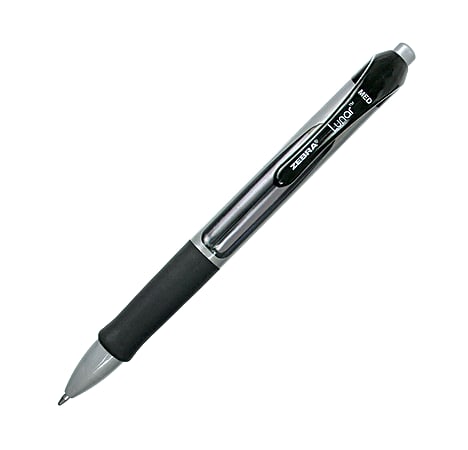 Zebra® Lunar Retractable Ballpoint Pens, Medium Point, 0.7 mm, Black Ink, Pack Of 12 Pens