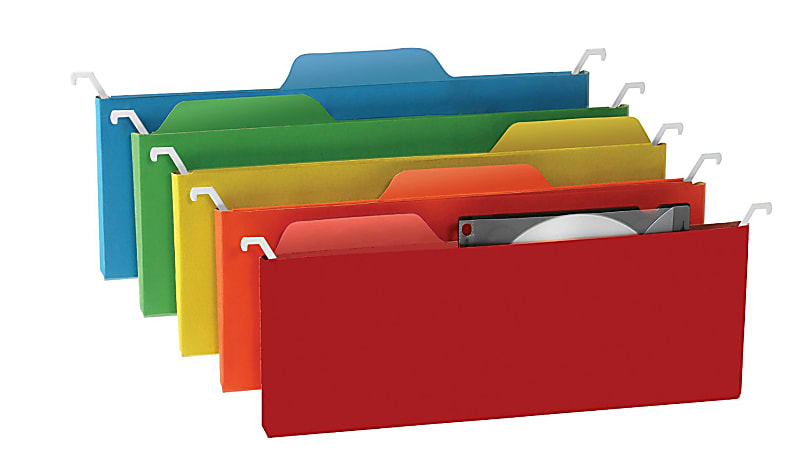 Find It® Tab-View Mini Hanging File Folders, 4 1/2" x 11", 70% Recycled, Assorted Colors, Pack Of 6