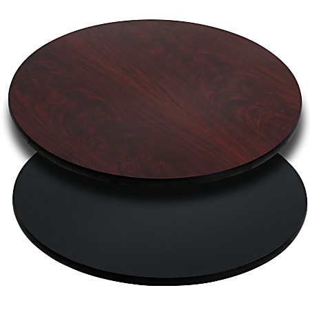 Flash Furniture Round Reversible Laminate Table Top, 36", Black/Mahogany