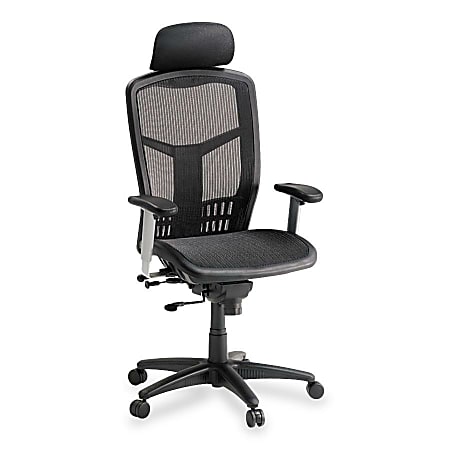 Lorell&reg; Ergomesh High-Back Chair With Adjustable Headrest, Black