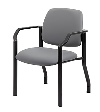 Boss Office Products Antimicrobial Vinyl Mid-Back Guest Chair, Gray