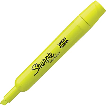 Sharpie SmearGuard Tank Style Highlighters - Chisel Marker Point Style - Fluorescent Yellow - 1 Dozen
