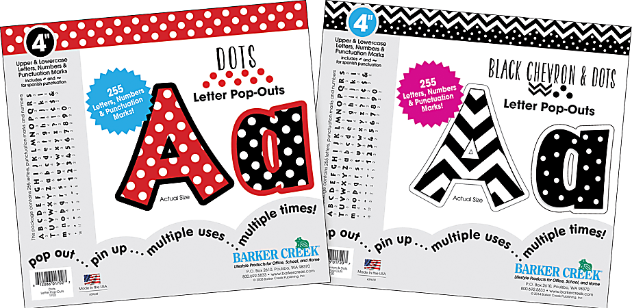 Barker Creek Letter Pop-Outs, 4”, Chevron & Dots, Set of 510 Pop-Outs