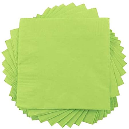 JAM PAPER Medium Lunch Napkins - 6 1/2 x 6 1/2 - Lime Green - 40/Pack 