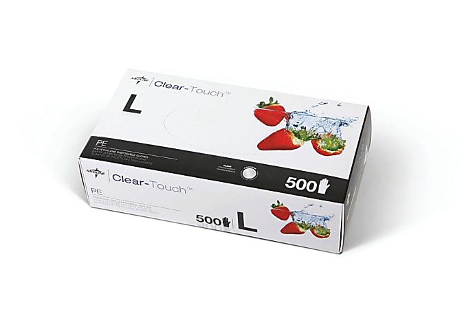 Clear-Touch Disposable Powder-Free Polyethylene Food Service Gloves, Large, Clear, Box Of 500