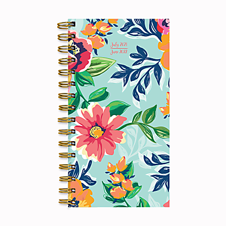 TF Publishing Small Weekly/Monthly Planner, 3-1/2" x 6-1/2", Floral, July 2021 To June 2022 