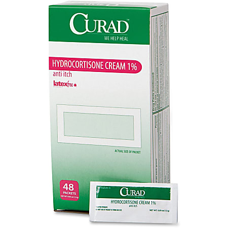 Curad Hydrocortisone Cream 1 Pct Packets - For Eczema, Allergic Rashes, Psoriasis - 0.05 oz - 48 / Box