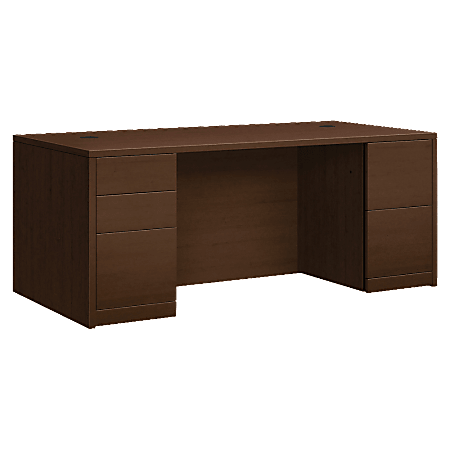 HON® 10500 Series Double Pedestal Desk, 72" x 36", Mocha