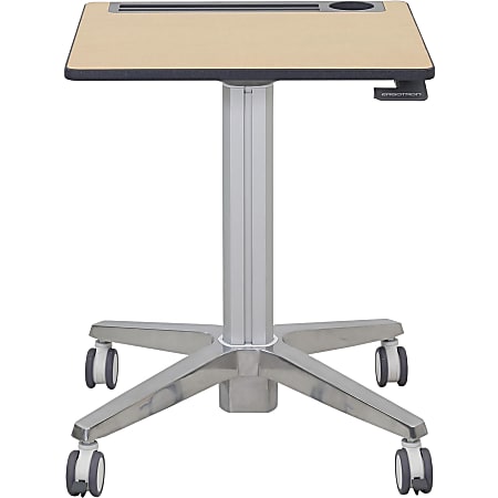 Ergotron - Sit/standing desk - mobile - rectangular with contoured corners - gray, maple