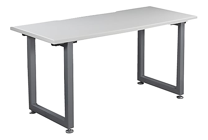 Vari Table 60"W x 30"D Computer Desk, White/Silver