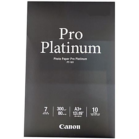 Canon Pro Platinum Photo Paper, 13" x 19", 98 (U.S.) Brightness, 80 Lb, White, Pack Of 10 Sheets