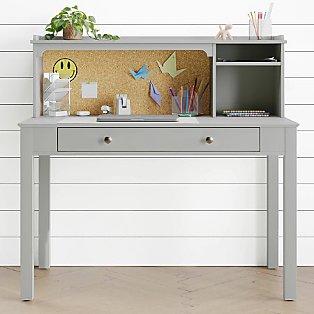Realspace® Haven 46”W Student Storage Desk With Hutch, Light Gray