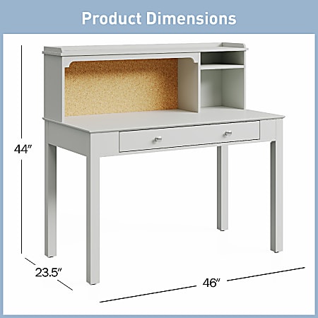 Realspace® Haven 46”W Student Storage Desk With Hutch, Light Gray
