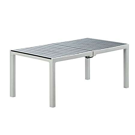 Inval Madeira Indoor And Outdoor Rectangular Plastic Patio Dining Table, 29-1/8” x 70-7/8”, Gray/Slate