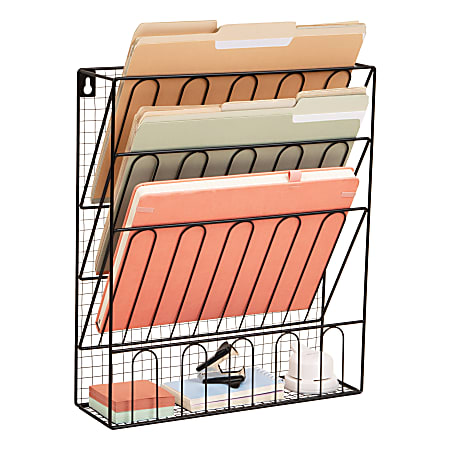 Mind Reader Metal Wire File Organizer, 15-3/4”H x 4”W x 13-1/4”D, Black, Total Qty 1
