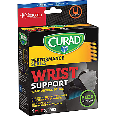 Curad Microban Universal Wrist Support - Latex-free, Antimicrobial, Anti-bacterial - 1.5"5.1" - Black