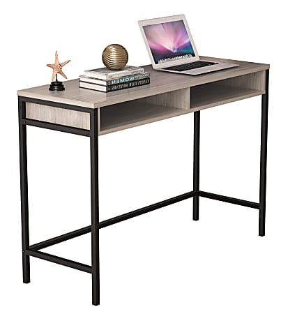 Homenations 44"W Wood/Metal Student Desk, Light Walnut