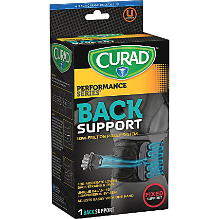Curad Low Friction Pulley Back Support - Black - Fabric - 1 Each